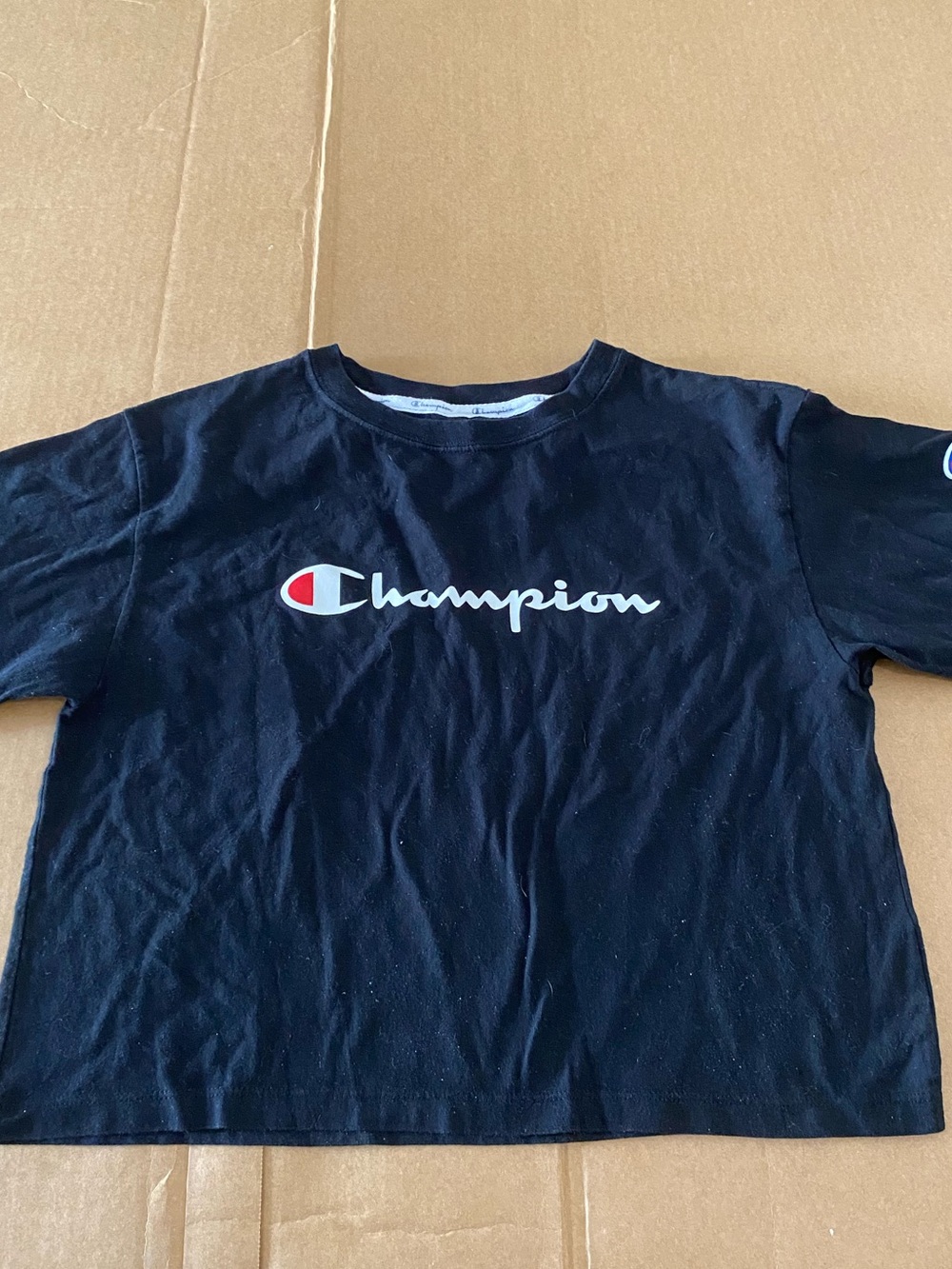 Champion Black Logo Womens T-Shirt Size Small